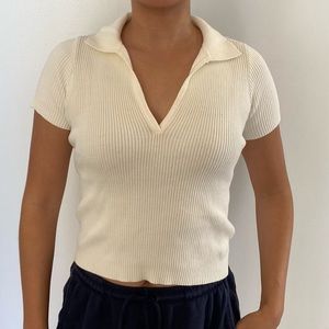 Brandy Melville Cream Polo Top